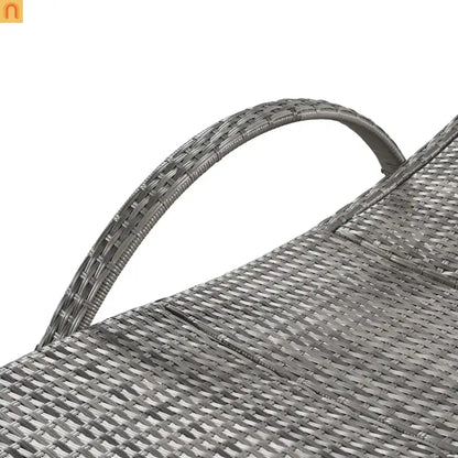 Chaise Lounge Wicker Steel Gray Wave Design Pull-Out Table 5 Position Set 2