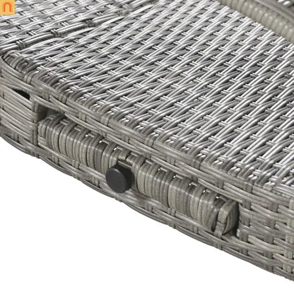 Chaise Lounge Wicker Steel Gray Wave Design Pull-Out Table 5 Position Set 2
