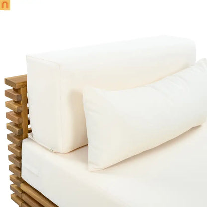 Outdoor Chat Set Acacia Wood Natural Beige Cushions 2 Piece