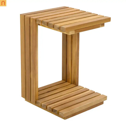 Outdoor Chat Set Acacia Wood Natural Beige Cushions 2 Piece