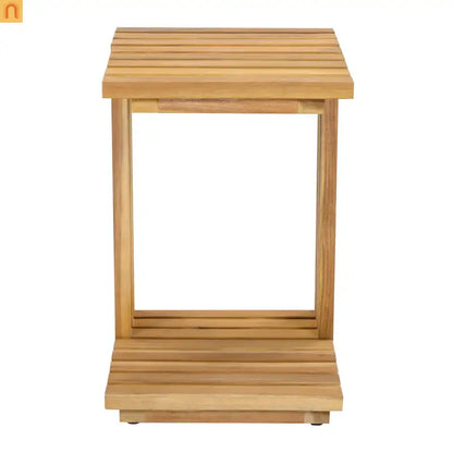 Outdoor Chat Set Acacia Wood Natural Beige Cushions 2 Piece