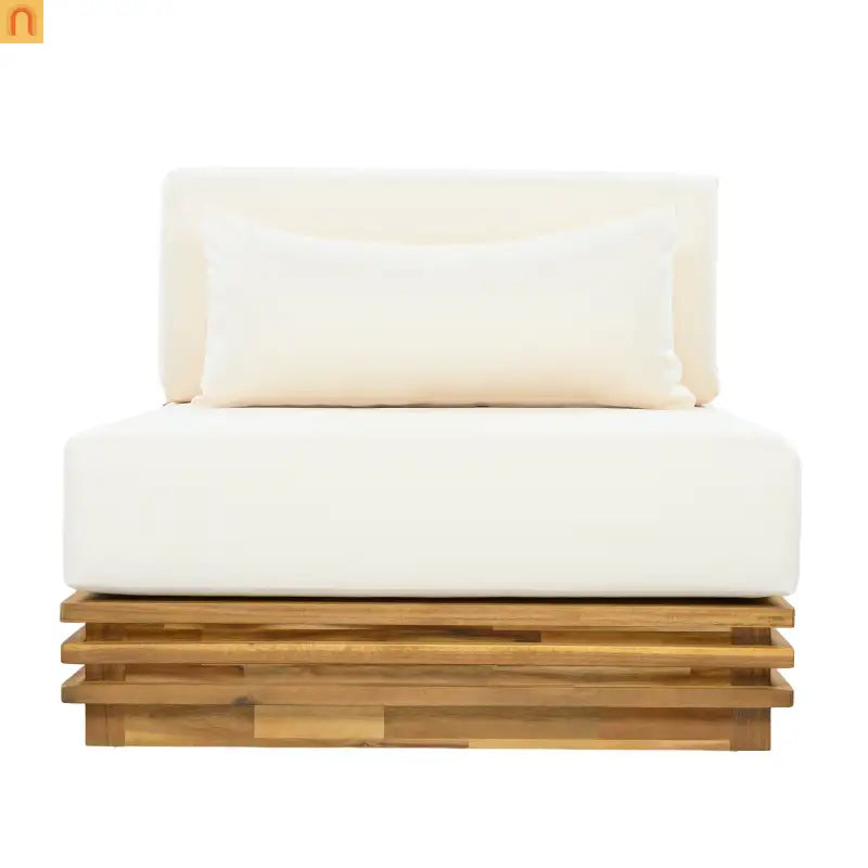 Outdoor Chat Set Acacia Wood Natural Beige Cushions 2 Piece