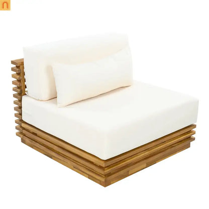 Outdoor Chat Set Acacia Wood Natural Beige Cushions 2 Piece