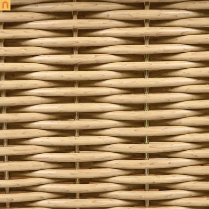 Outdoor Club Chair Acacia Wood Wicker Teak Beige Cushion Set of 2 400 LB