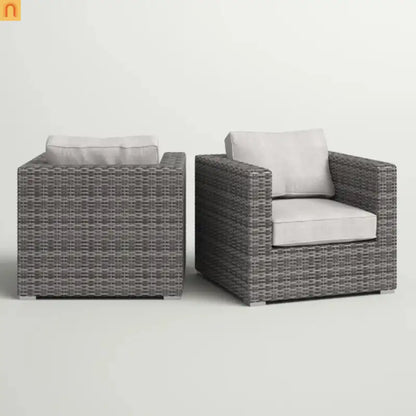 Outdoor Club Chair Set All-Weather Wicker Gray 33in Set of 2