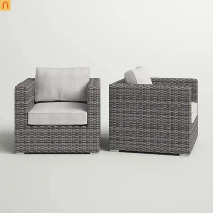 Outdoor Club Chair Set All-Weather Wicker Gray 33in Set of 2
