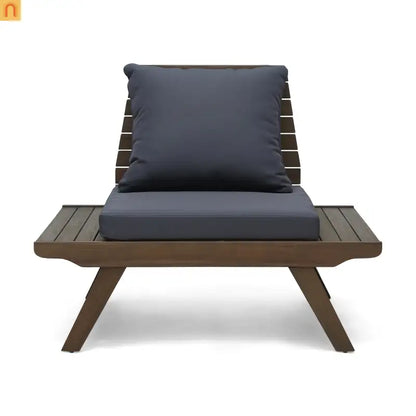 Outdoor Club Chair Acacia Wood Dark Gray Slatted Design Water Resistant
