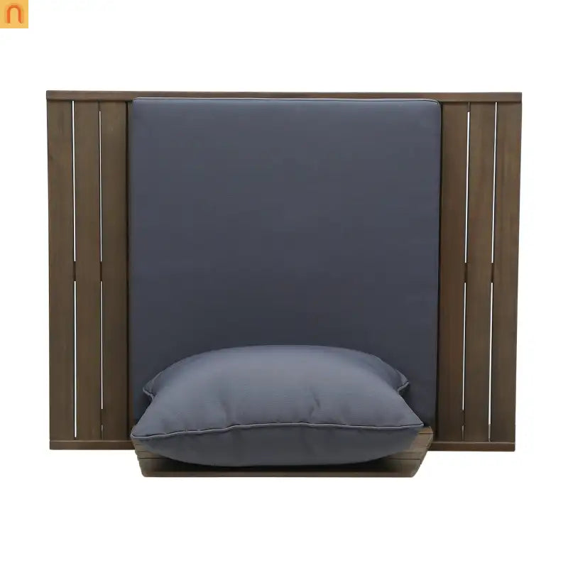 Outdoor Club Chair Acacia Wood Dark Gray Slatted Design Water Resistant