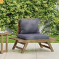 Outdoor Club Chair Acacia Wood Dark Gray Slatted Design Water Resistant