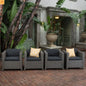 Outdoor Club Chair Faux Rattan Black Cushion Water Resistant Set of 4