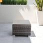 Outdoor Coffee Table Square HDPE Wicker Brown Tempered Glass 28x28in