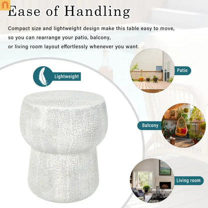 Outdoor Side Table MGO Cement Double Barrel Gray Weatherproof 21 LB