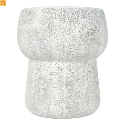 Outdoor Side Table MGO Cement Double Barrel Gray Weatherproof 21 LB