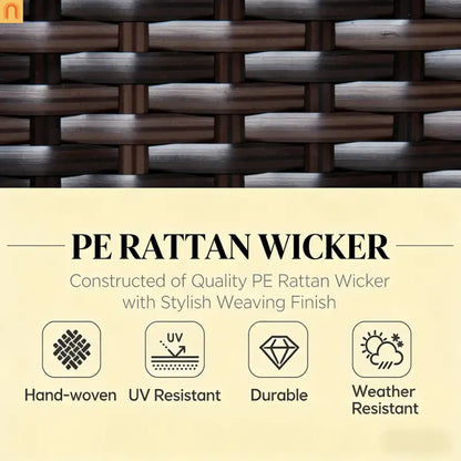 5 Piece PE Rattan Outdoor Sectional Set Brown Cream