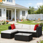 5 Piece PE Rattan Outdoor Sectional Set Brown Cream