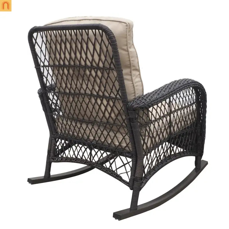 Outdoor Bistro Set PE Wicker Rocker Brown 3 Piece