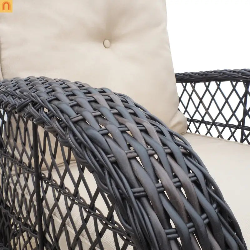 Outdoor Bistro Set PE Wicker Rocker Brown 3 Piece