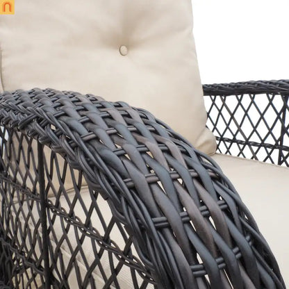 Outdoor Bistro Set PE Wicker Rocker Brown 3 Piece