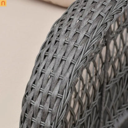 Outdoor Conversation Set Wicker Rocking Swivel Gray Glass Table 3 Piece