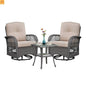 Outdoor Conversation Set Wicker Rocking Swivel Gray Glass Table 3 Piece