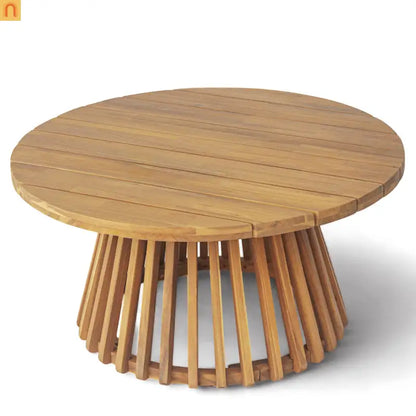 Outdoor Daybed Set Acacia Wood Teak 3 Seater Light Gray Rope Table