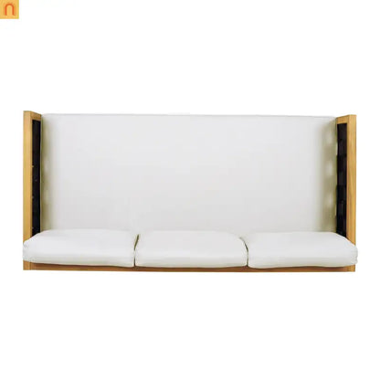 Outdoor Daybed Set Acacia Wood Teak 3 Seater Light Gray Rope Table