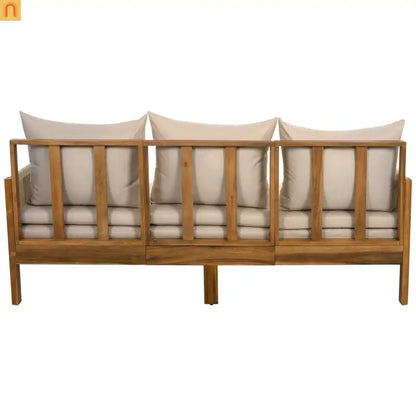 Outdoor Daybed Sofa Bed Acacia Wood Natural Brown Convertible Rope