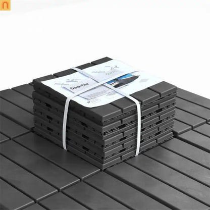 Outdoor Deck Tiles Interlocking Plastic Dark Gray 12x12