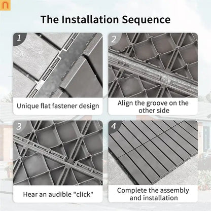 Outdoor Deck Tiles Interlocking Plastic Dark Gray 12x12