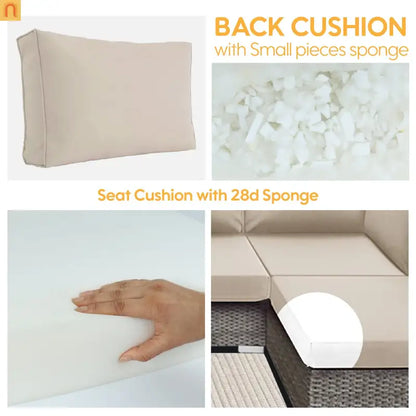Outdoor Cushion Replacement Set Polyester Beige 14 Piece