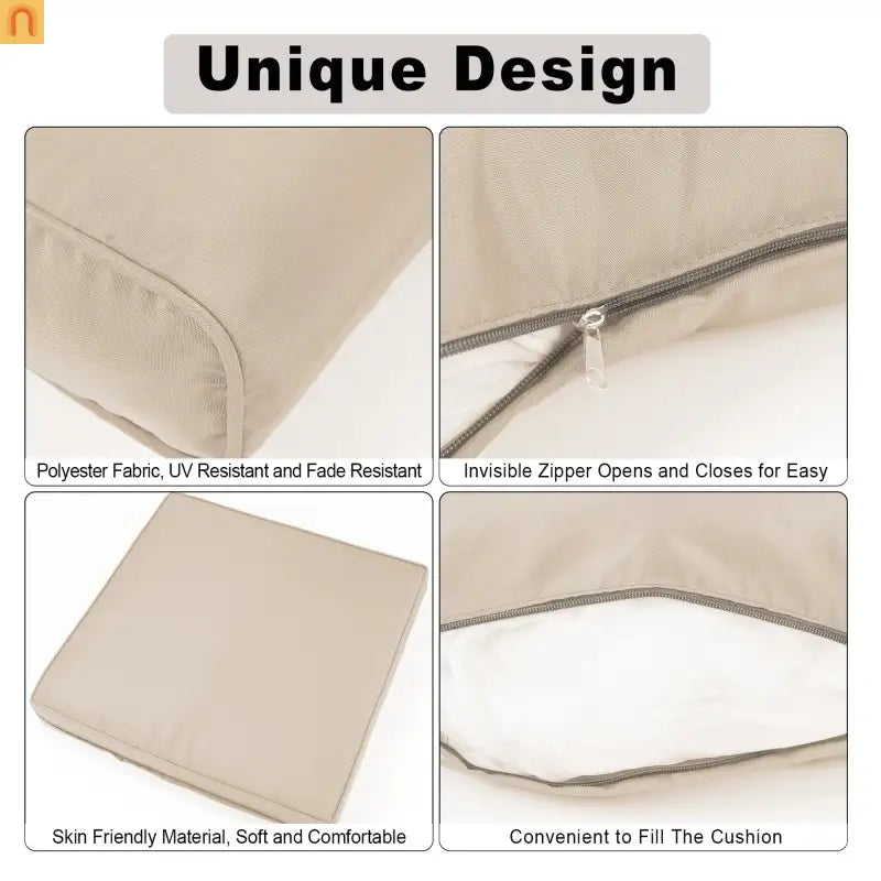 Outdoor Cushion Replacement Set Polyester Beige 14 Piece