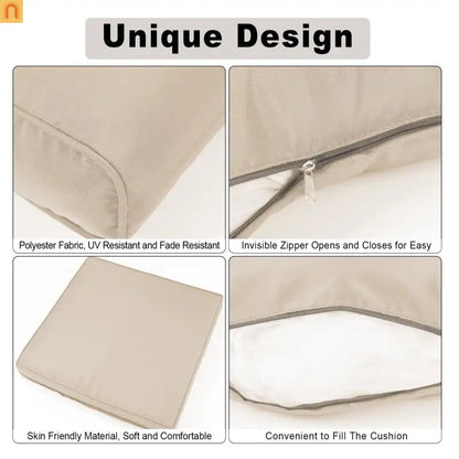 Outdoor Cushion Replacement Set Polyester Beige 14 Piece
