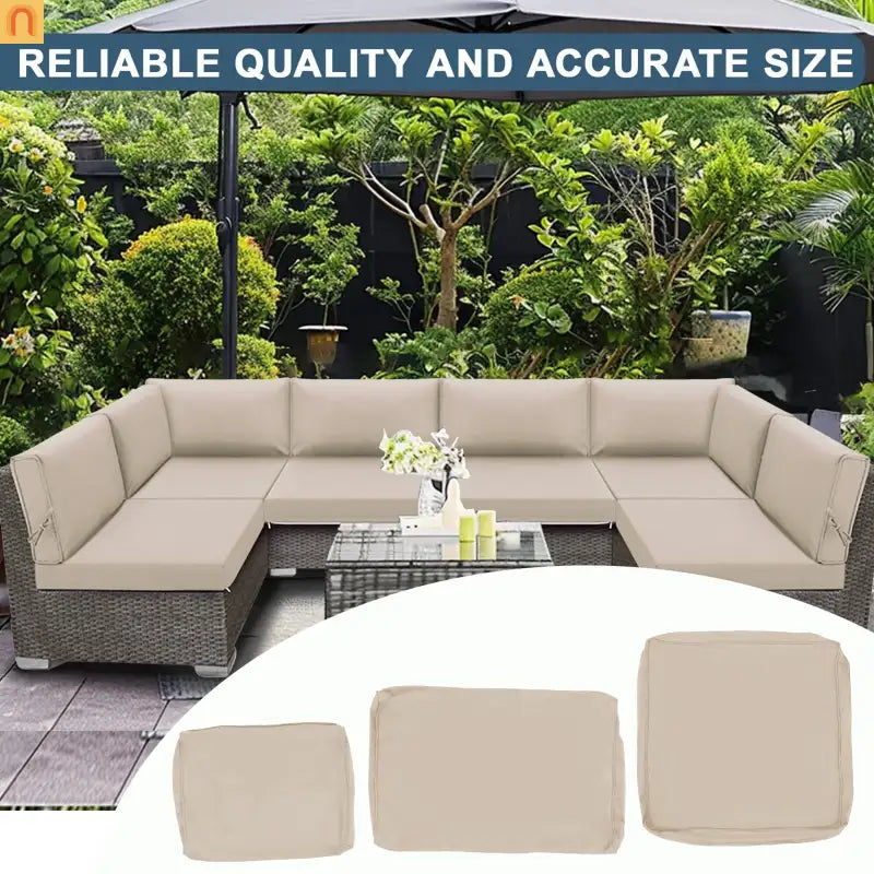 Outdoor Cushion Replacement Set Polyester Beige 14 Piece
