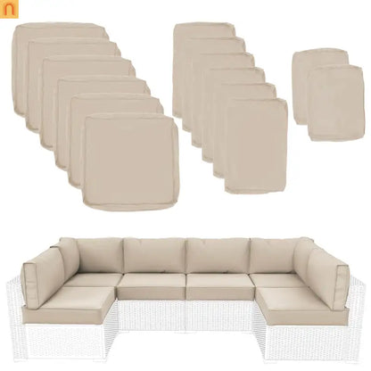 Outdoor Cushion Replacement Set Polyester Beige 14 Piece