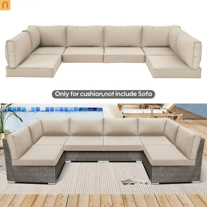Outdoor Cushion Replacement Set Polyester Beige 14 Piece