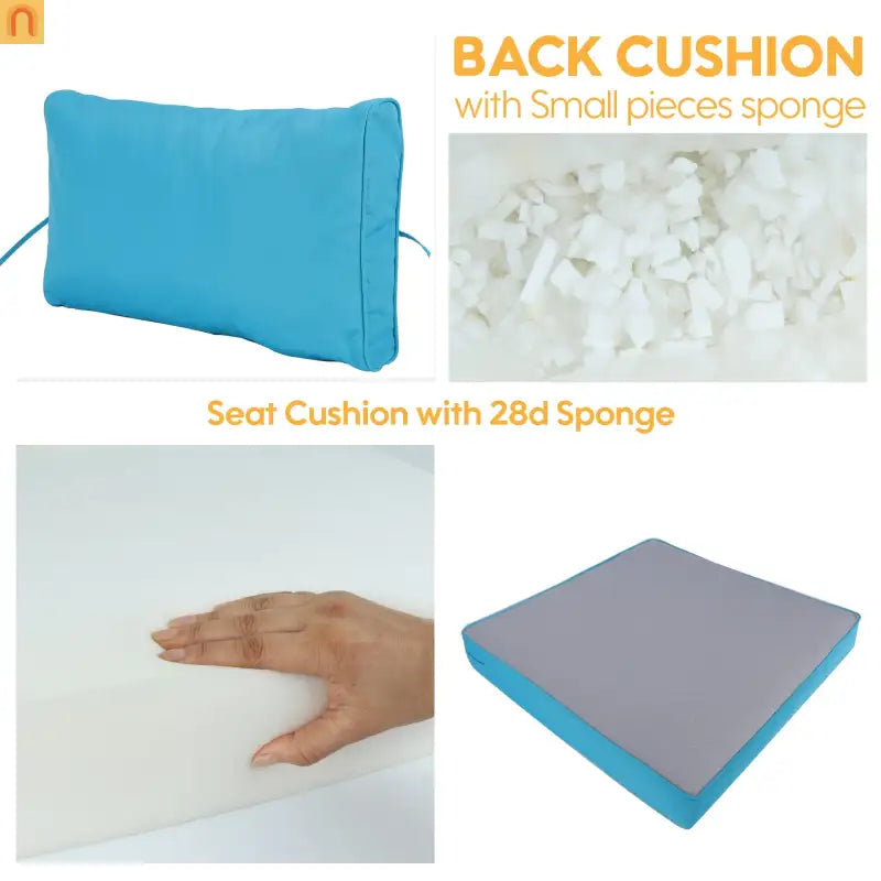Outdoor Cushion Set 14 Piece Sectional Sky Blue