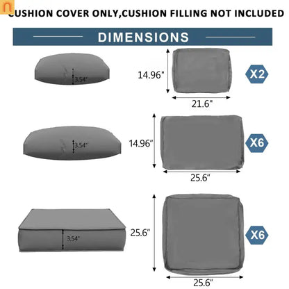 Outdoor Cushion Set 14 Piece Sectional Sky Blue