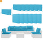 Outdoor Cushion Set 14 Piece Sectional Sky Blue