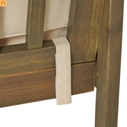 Outdoor Dining Chair Set 4 Acacia Wood Gray Cushion