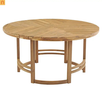 Outdoor Dining Set Acacia Wood Light Teak Beige Cushions 5 Piece Seats 4
