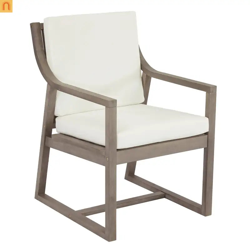 Outdoor Dining Set Acacia Wood Beige Cushions 5 Piece Umbrella Hole