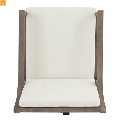 Outdoor Dining Set Acacia Wood Beige Cushions 5 Piece Umbrella Hole