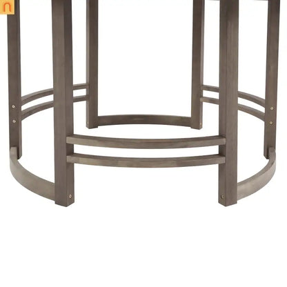 Outdoor Dining Set Acacia Wood Beige Cushions 5 Piece Umbrella Hole