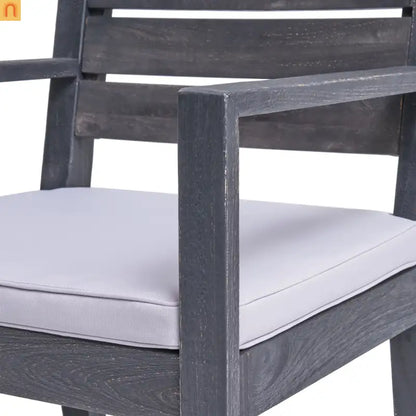 Outdoor Dining Set Acacia Wood Expandable 7 Piece Two-Tone Gray