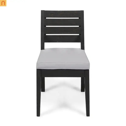 Outdoor Dining Set Acacia Wood Expandable 7 Piece Two-Tone Gray