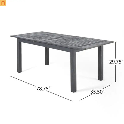 Outdoor Dining Set Acacia Wood Expandable 7 Piece Two-Tone Gray