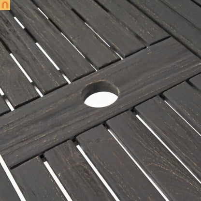 Outdoor Dining Set Acacia Wood Expandable 7 Piece Two-Tone Gray