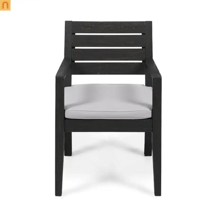 Outdoor Dining Set Acacia Wood Expandable 7 Piece Two-Tone Gray