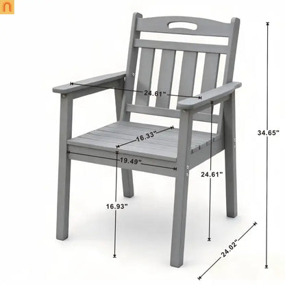 Outdoor Dining Set HDPE Gray Square Umbrella Hole 5 Piece Seats 4