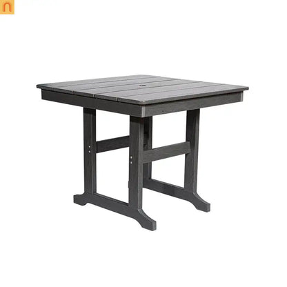 Outdoor Dining Set HDPE Gray Square Umbrella Hole 5 Piece Seats 4